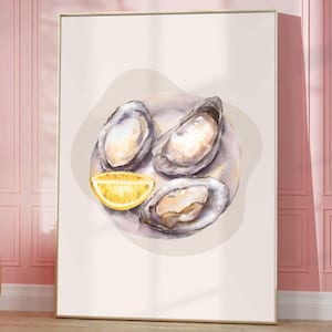 Oyster Shell Painting Colorful Pastel Abstract Coastal Beach House Wall Art Print Summer Dining Room Kitchen Print Meet Me At The Beach