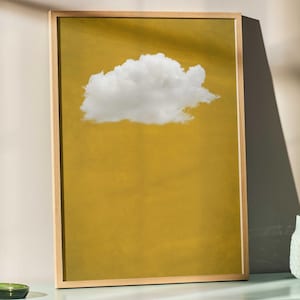 Yellow Cloud Wall Art Print Mustard Eclectic Poster Abstract Art Minimalist Decor Large Living Room  Spring Prints Sunshine Yellow Printable