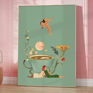Coffee Diver Poster Print Good Morning Poster Coffee Lover Gift Coffee Station Decor Wall Art Trendy Sage Green Kitchen Poster Gift For Her