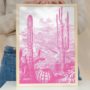 Mexikanische Wüste Pink Art Print, digitaler Download, druckbare Wandkunst, Housewarminggeschenk, Geburtstag digitaler Download, Mexic Cactus Wand-Dekor