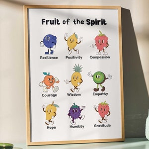 Fruit of the Spirit Art Print Retro Christian Wall Art Scripture Poster Bible Art Print God Art Fruit Wall Art Digital Download 1 Print