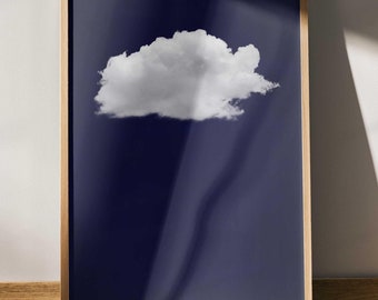 Cloud Wall Art Blue Wall Art Abstract Art Print Minimalist Wall Art Indigo Maximalist Decor Sky Wall Art Night Sky Print Digital Download