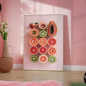 Sliced Feminine Fruit Art Print, Vintage Poster, Empowerment Wall Decor, Body Positivity Pink Art Print Wall Decor Digital Download