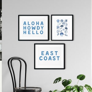 Aloha Howdy Print Coastal Cowgirl Decor Western Wall Art Blue Text Poster Digital Print Coastal Cowgirl Aesthetic Trendy Printable Wall Art
