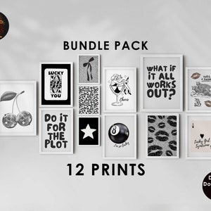 Trendy Print-Set 12 Schwarz-Weiß-Galeriewand-Set Funky Retro Leopard Poster Studentenwohnheim Zimmer Dekor College Wohnung Ästhetik Digitales Poster