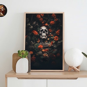 Eternal Slumber Leinwanddruck, gruselige viktorianische Ölgemälde, Halloween Kunstdrucke, The Sleeping Skeleton Gemälde Digitaler Download