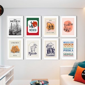 Vintage Mexican Prints Retro Mexico Wall Art Trendy Mexico Art Prints Mexican Decor Mexico Travel Posters Descarga digital Conjunto de 8
