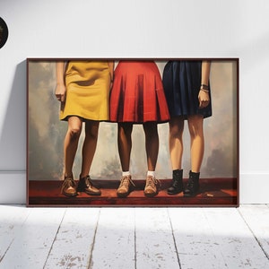 Arte de pared boho funky, arte de pared preppy rosa, naranja y amarillo, decoración de dormitorio, arte de pared ecléctico maximalista estético de decoración de habitación Y2K