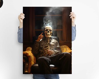 Dark Academia Skull in Armchair Print | Gothic Halloween Decor (Digital Download)