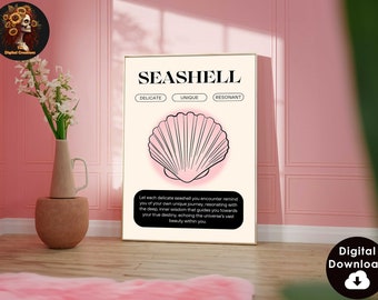 Pink Coastal Cowgirl Wall Art Poster Hanger Frame, Seashell Wall Decor