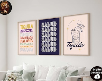 Bar Art Print Vintage Liquor Poster Bar Cart Wall Art Bar Printable Art Drinks Wall Decor Funny Alcohol Print Digital Download 3 Prints
