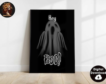 Ghost Print, Halloween Wall Decor, Printable Ghost Art, Cute Ghost Art, Trendy Wall Decor, Fall Printable Art, Ghost Lover Gift, Trippy Art