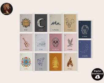 Mexican Loteria Prints Mexico Art Prints Mexico Wall Art Mexico Travel Posters Mexican Art Mexican Decor Loteria Digital Download Set of 14
