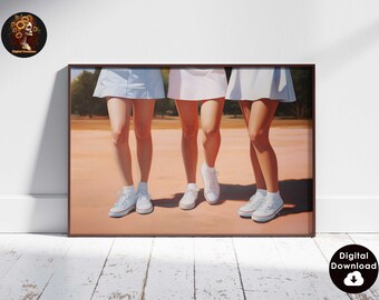 Girly Vintage Tennis Print | Preppy Painting | College Apartment Decor | Dorm Room Downloadable Print