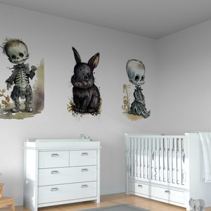 Gothic Nursery Decor | Witchy Black Room Decor | Goth Prints Set of 5 ...
