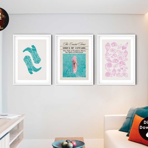 Küsten Cowgirl Print Magazin Cover Wandkunst Preppy Küsten Kunst Surf Wandkunst Surfer Girl Print Trendige Zeitung Sofortiger digitaler Download