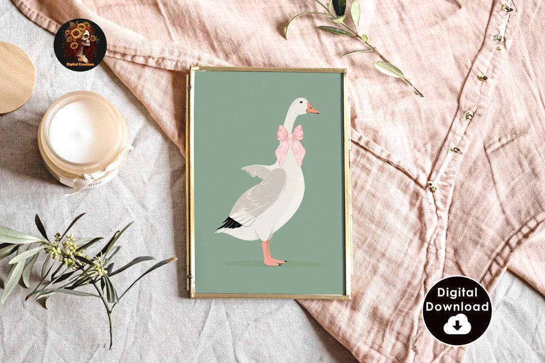 Silly Goose Wall Art Cute Goose Poster Sage Green Nursery Decor Farm ...