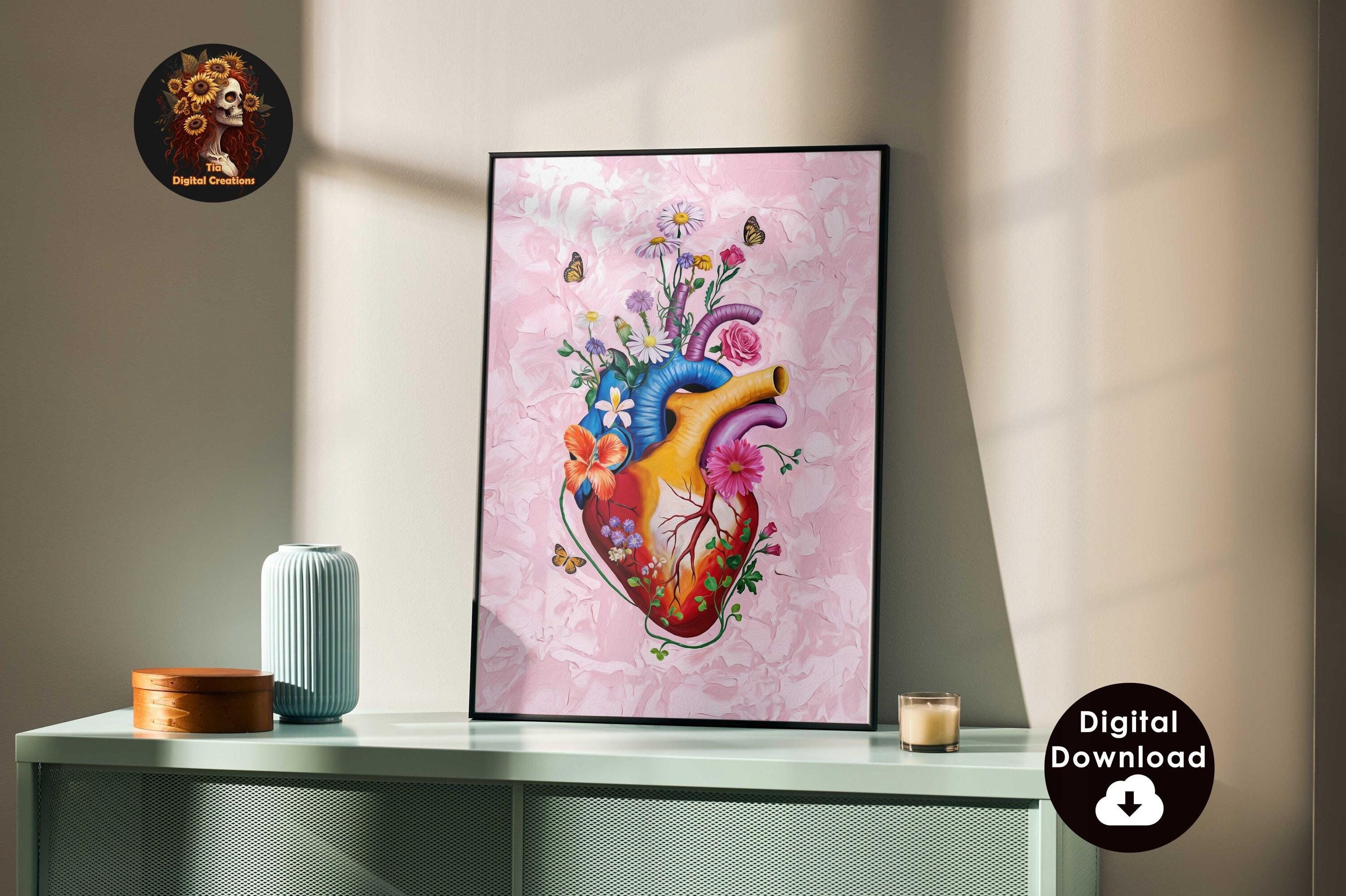 Mexico Wall Art Mexican Blooming Heart Corazon Mexicano Milagritos