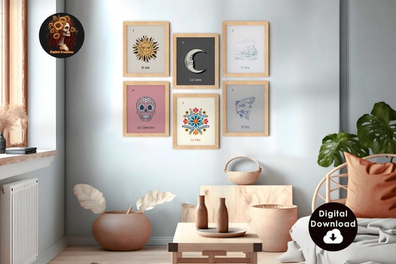 Mexican Loteria Prints Mexico Art Prints Mexico Wall Art Mexico Travel Posters Mexican Art Mexican Decor Loteria Digital Download Set of 6