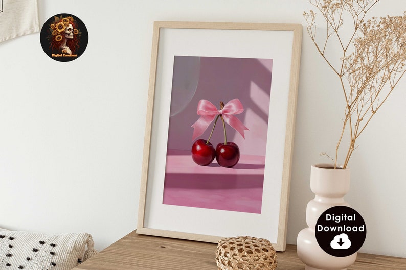 Girly Wall Art Cherry Digital Prints for Bedroom
