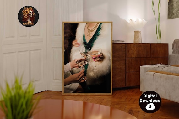 Luxury Fashion Poster, High Fashion Print, Designer Wall Art, Vintage Photo, Feminist Poster, Girls Dorm Room Decor Printable Bar Cart Decor