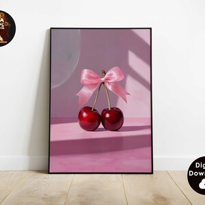 Trendy Cherry Art Digital Prints Feminine Poster