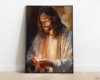 Jesus Christ Portrait, Christian Watercolor Art (Digital Download)