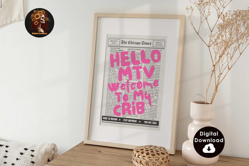70s aesthetic poster, digital prints, pink instant download