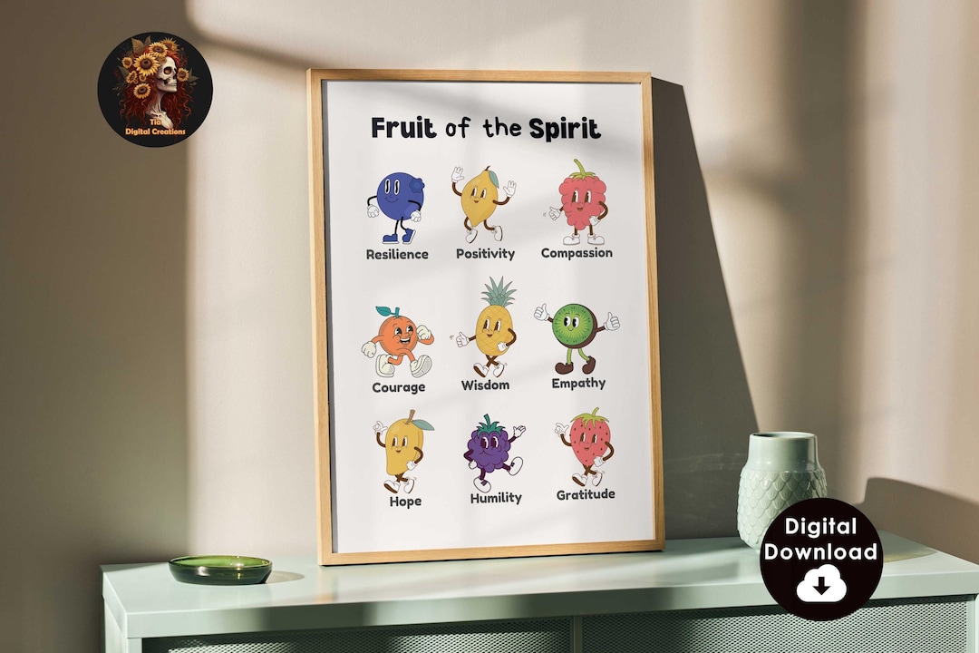 Fruit of the Spirit Art Print Retro Christian Wall Art Scripture Poster ...