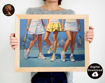 Retro Tennis Art Print | Preppy Dorm Room Decor (Digital Download)