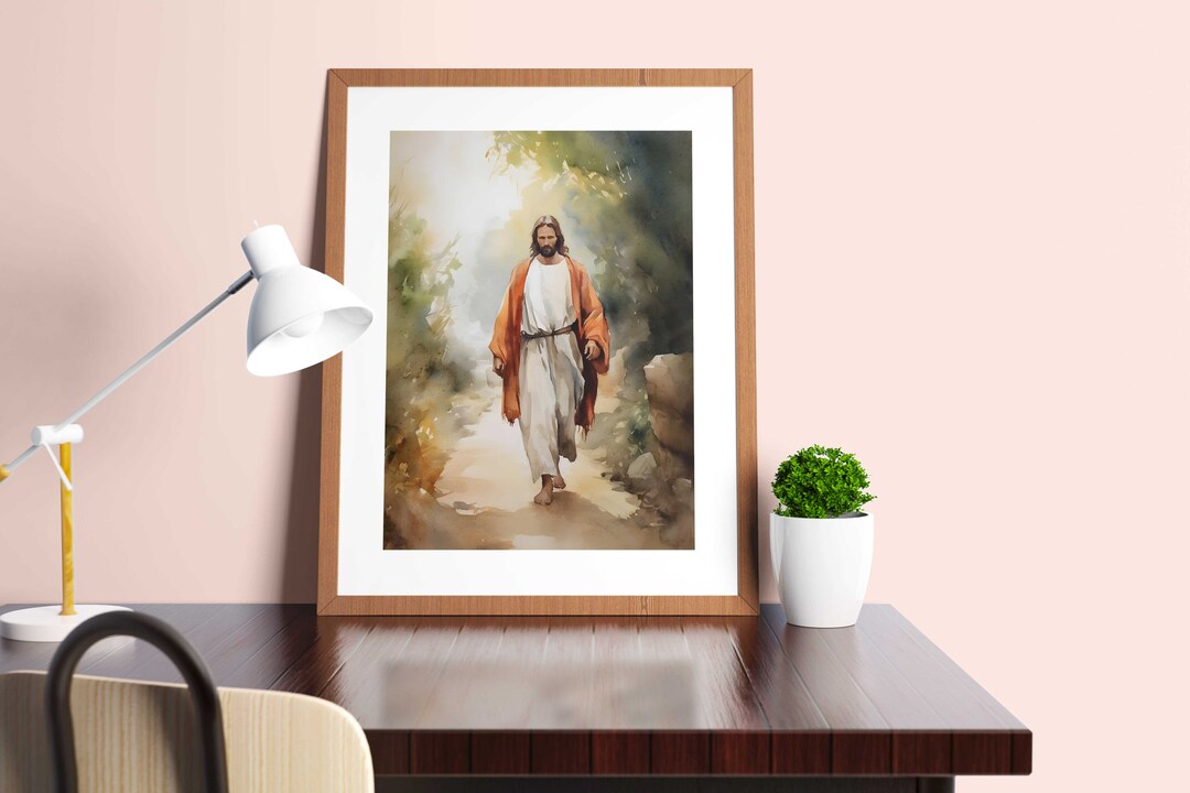 Christian Wall Art Jesus Christ Watercolor. Bible Gospel Art, LDS Entry