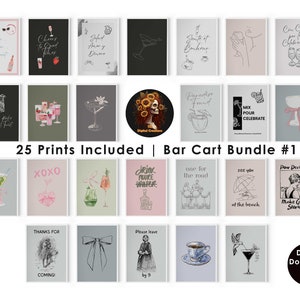 Cheers Print Barwagen Wanddekoration | Cheers Zeichen Cheers druckbare Wand Kunst Barwagen Zubehör | Digitaler Download 25 Bundle Set