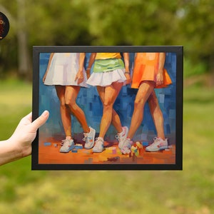Preppy Vintage Tennis Print: Girly Dorm Wall Art. Trendy College Decor and Downloadable Coastal Painting for Grandmillenial Gallery.