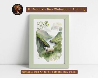 St. Patrick's Day Irish Landscape Watercolor Art Print (Digital Download)