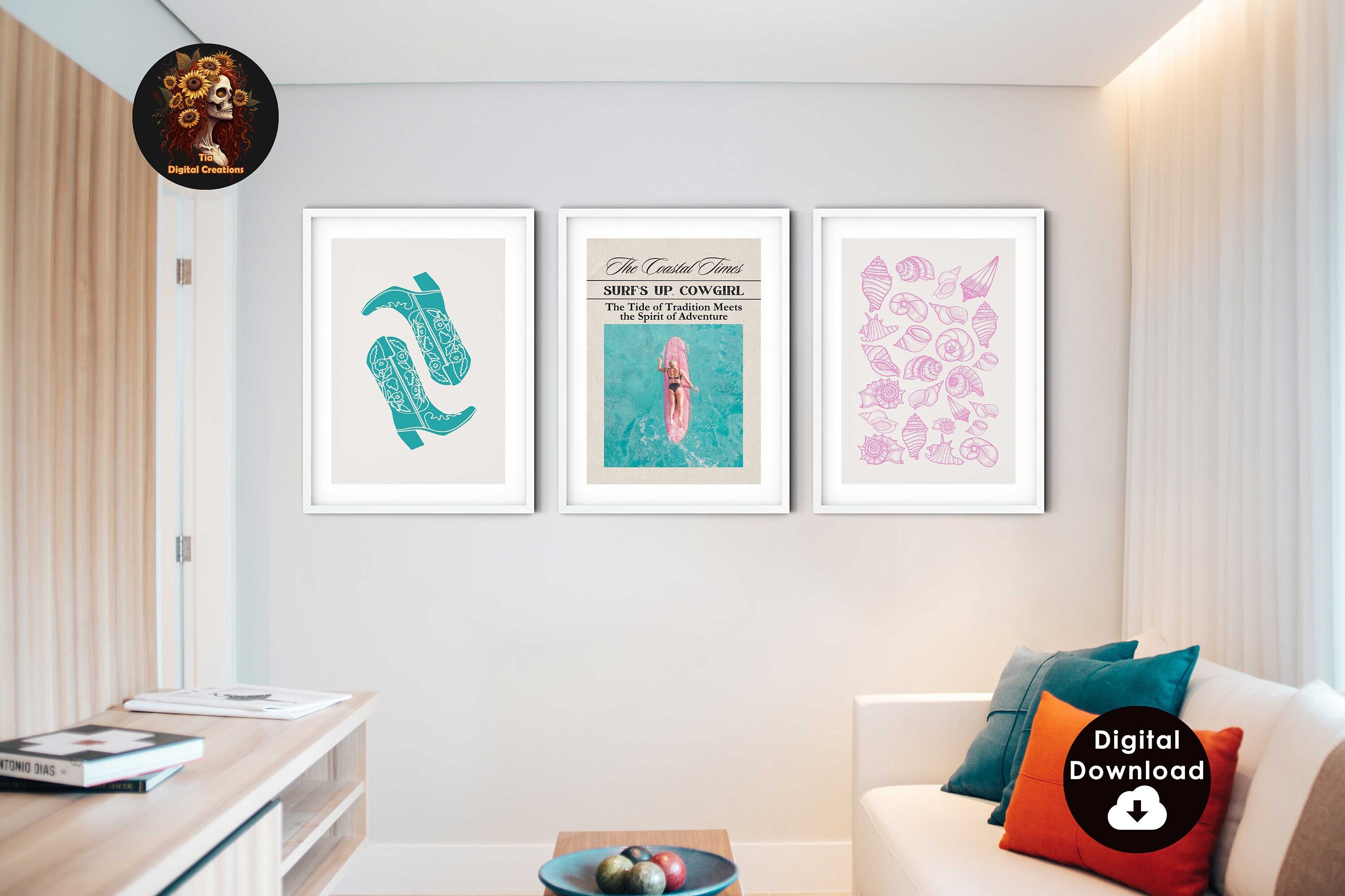 Coastal Cowgirl Wall Art Beachy Magazine Cover Trendy Newspaper Print ...
