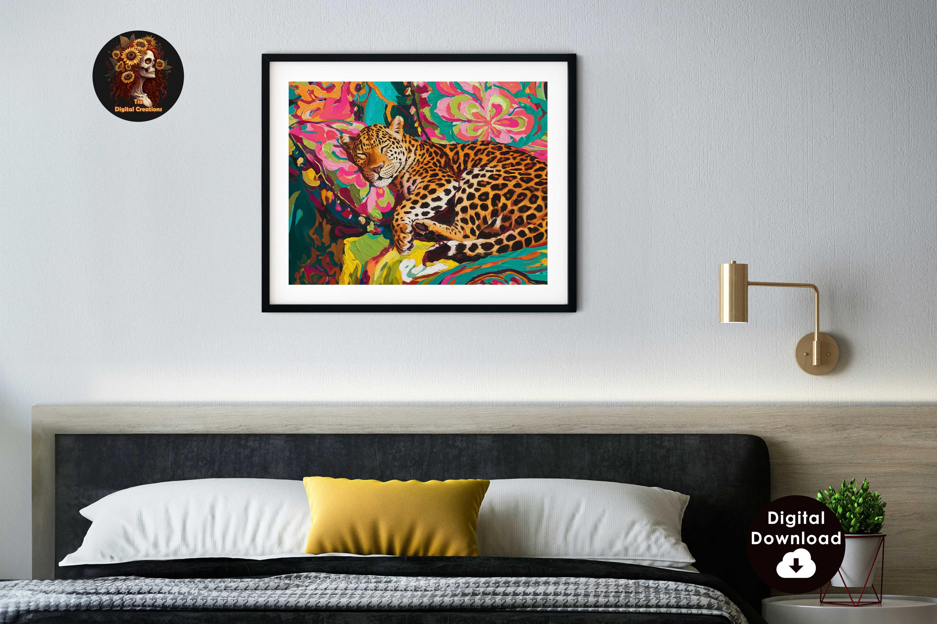 FITIE Stampa Su Tela Leopardo 30x40 Cm - Quadro Floreale Retrò Per Pareti, Decorazione Eclettica - 2