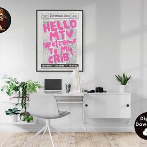 Hi Hello MTV, newspaper print, retro wall art