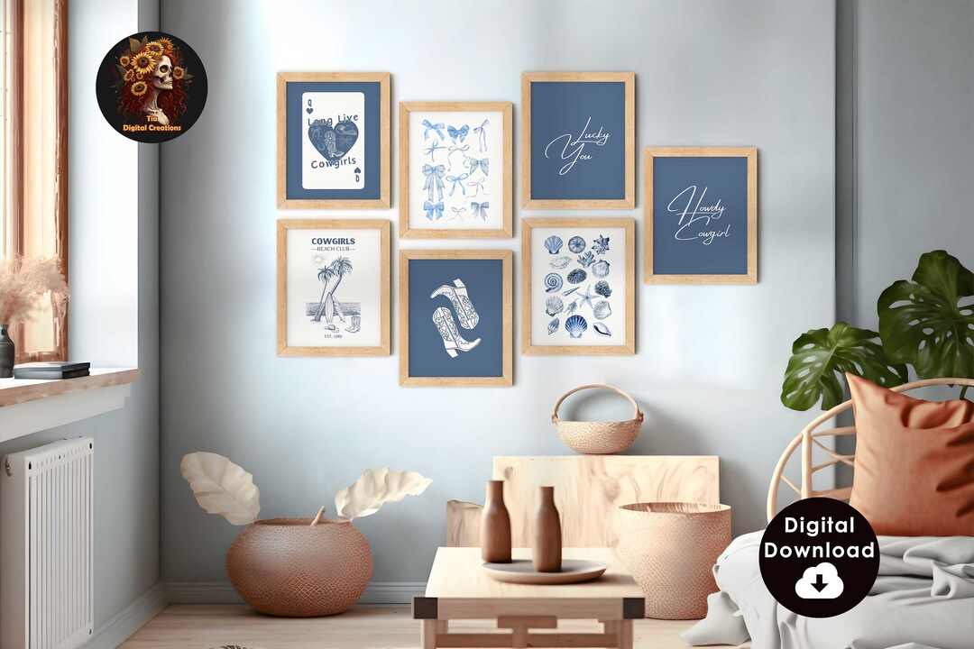 Coastal Cowgirl Gallery Wall Art, Set of 7, Trendy Dorm Decor, Girly ...