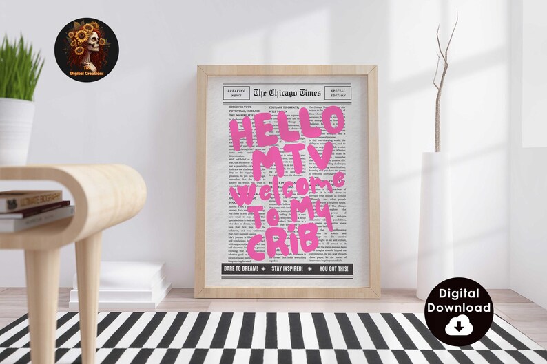 Welcome to my crib, retro wall art, printable wall art