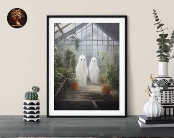 Vintage Ghost Plant Art Print, Victorian Gothic Greenhouse (Digital Download)