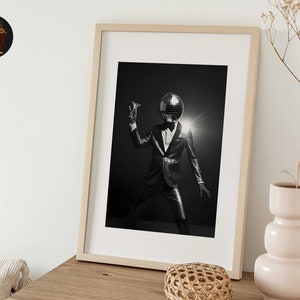 arte en blanco y negro estilo años 70 cartel decoración estética de la habitación, arte de pared retro funky decoración peculiar del hogar, gran decoración de apartamentos de arte de pared neutral