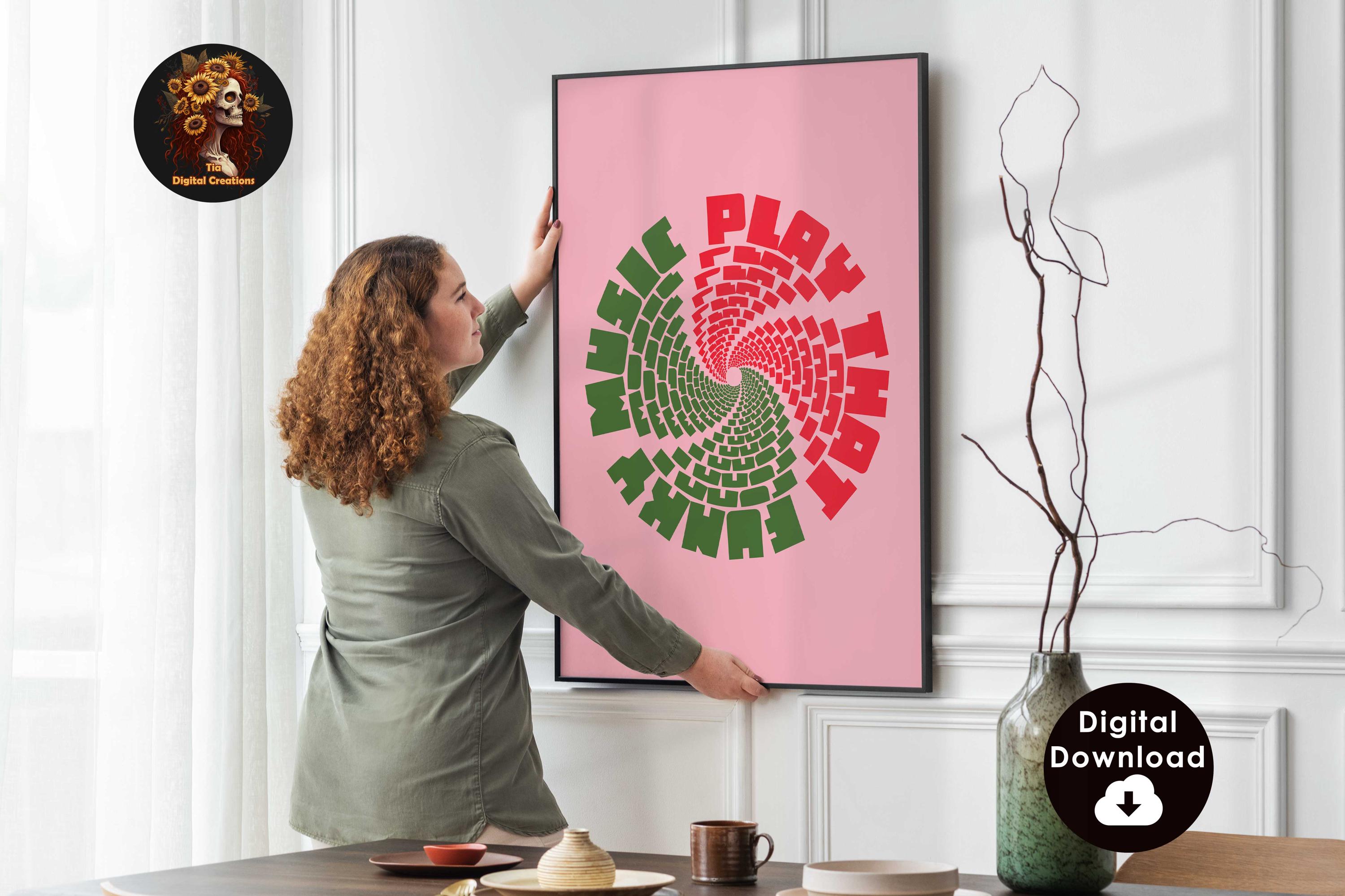 Play That Funky Music プリント トレンディ ピンク レッド グリーン