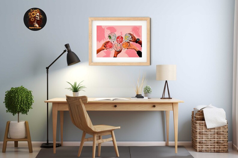 bar cart wall art