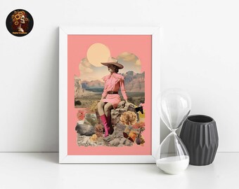 Pink Cowgirl Boot Print: 1950s Retro Western Art (Digital Download)