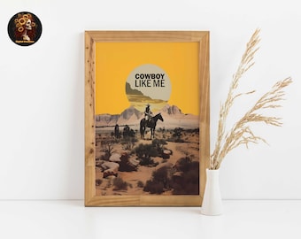 Desert Cowboy Art Print | Retro Texas Landscape (Digital Download)
