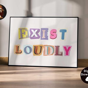 Feminist Poster Exist Loudly Feminist Wall Art Women Empowerment Art Print Feminist Neutral Retro Wall Art Feminism Office Magazine Wall Art