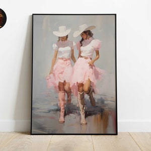 Preppy Room Decor. Retro Blue Cowgirl Print. Trendy Western Wall Ar. Girly Dorm Art. Downloadable Maximalist Poster