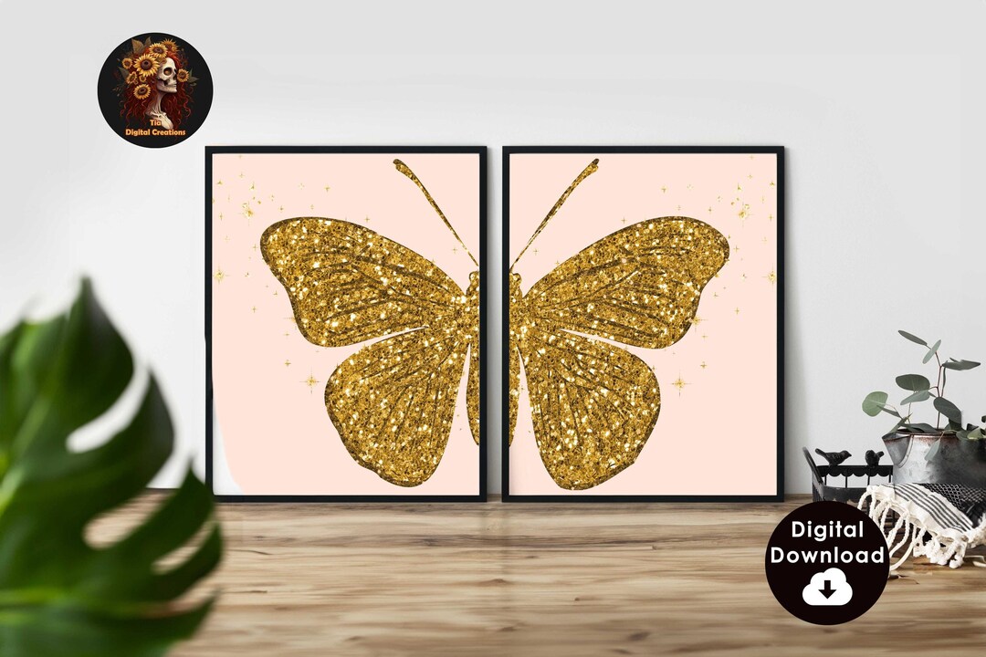 Split Butterfly Wall Art Set of 2 Preppy Y2K Room Decor Pastel Baby ...