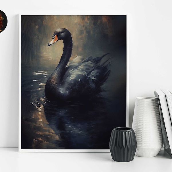 Vintage Swan Print Fine Art Digital Download. Instant Swan Nursery Decor Printable Wall Art. Vintage Bird Swan Art & Wall Print.