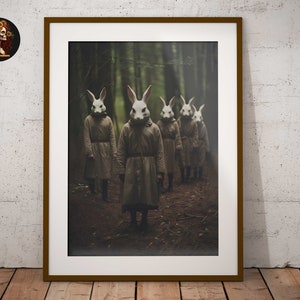 Rabbit Cult of the Forest, Vintage photography, Art Poster Print, Dark Academia, Gothic Occult Poster, Witchcraft, Gothic Home Decor, Creepy